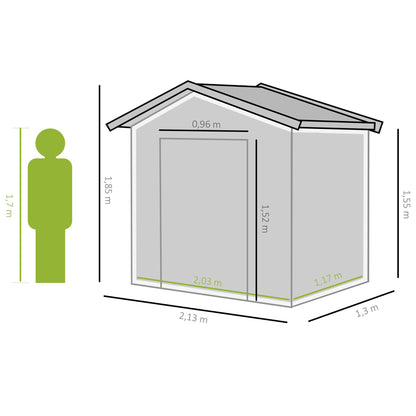 Caseta De Jardín Con 2 Puertas Correderas Outsunny 213x130x185cm Caqui_2