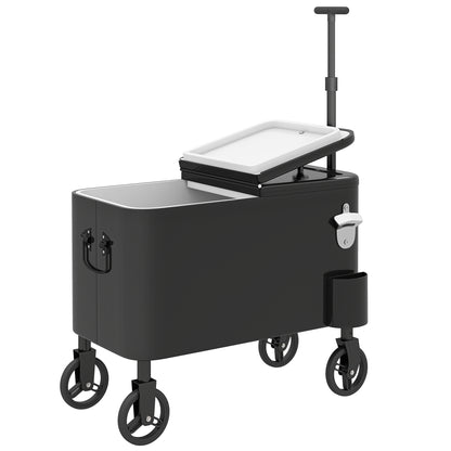 Carrito Nevera Outsunny Acero, Pu Negro 75x35x120 Cm_0