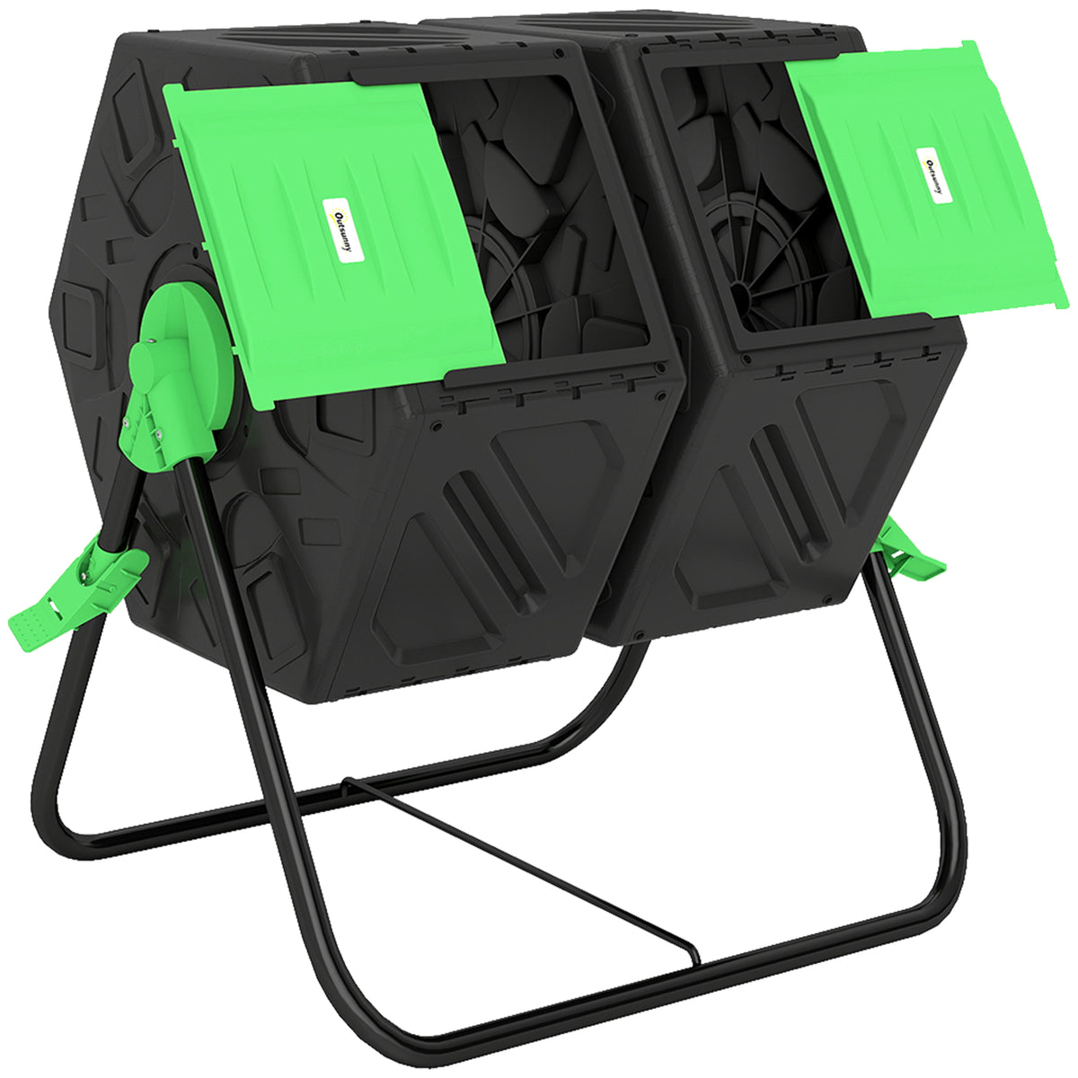 Compostador Outsunny Pp, Acero Negro 67x60x77 Cm_0