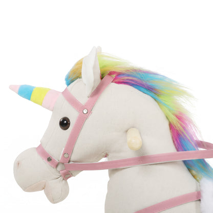 Aiyaplay Cavalinho De Baloiço Para Bebés Em Madeira Maciça E Linho Sintético Creme 71x30x68 Cm_3