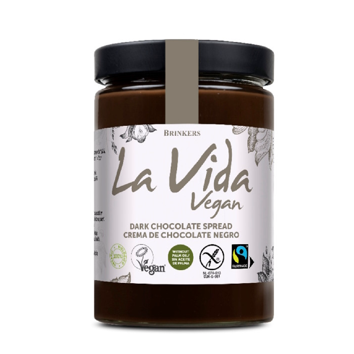 Crema de Chocolate Negro Vegano Sin Gluten La Vida Vegan, 270 g