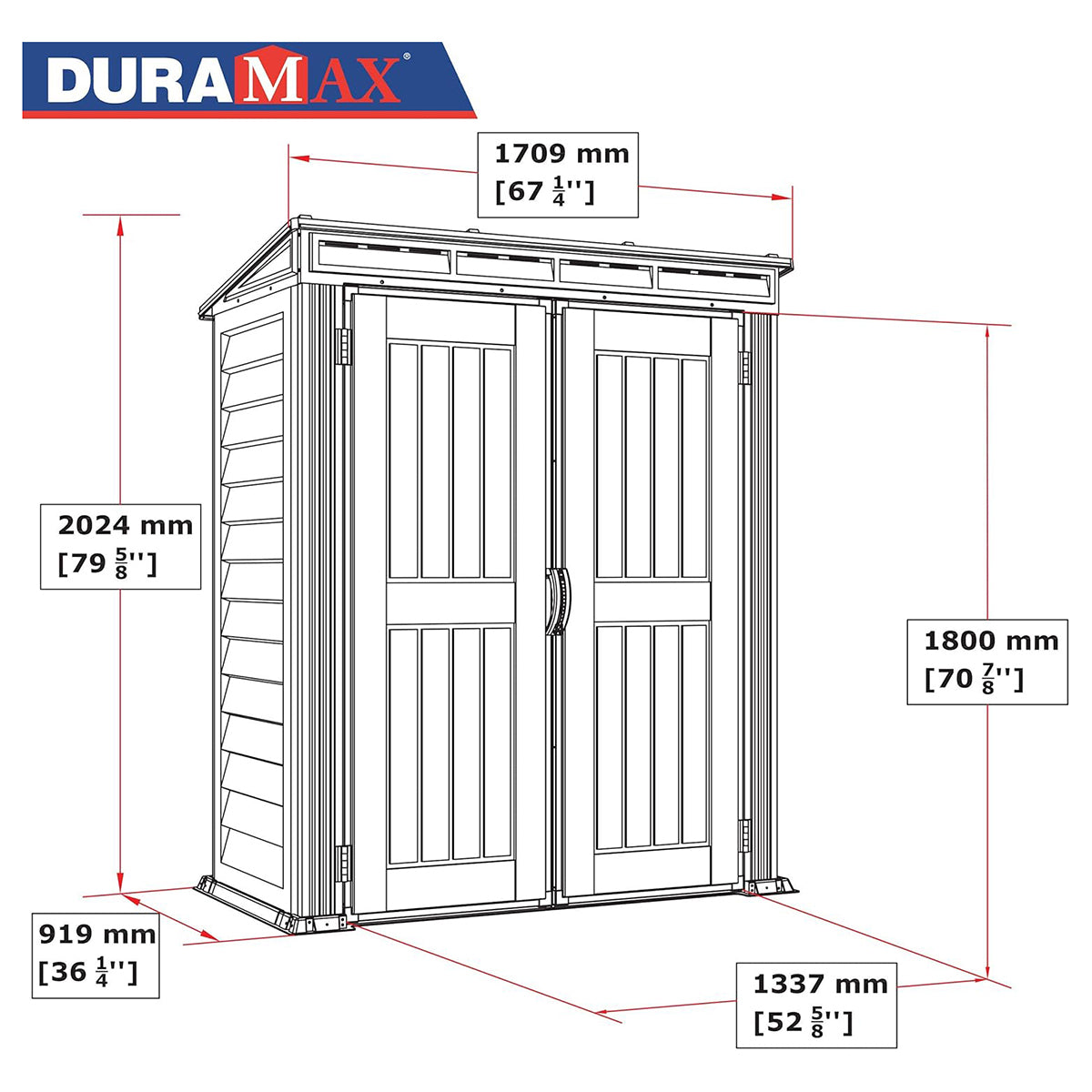 Duramax - Caseta Jardín - Yardmate Pent Plus 5x3 - Pvc - Gris Claro Y Oscuro_2