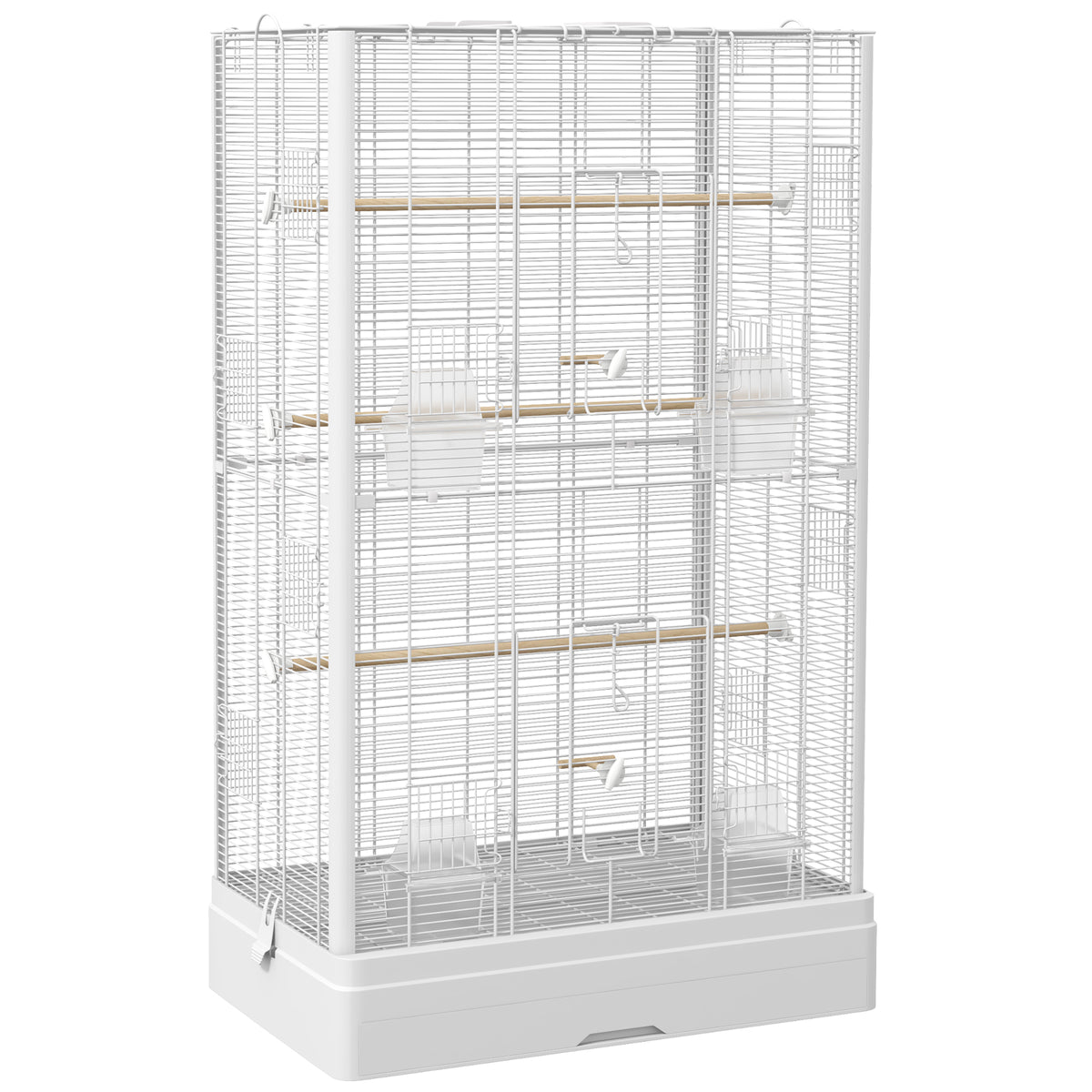 Jaula Para Pájaros Pawhut Acero, Madera De Abeto Blanco 61x36.5x98 Cm_0
