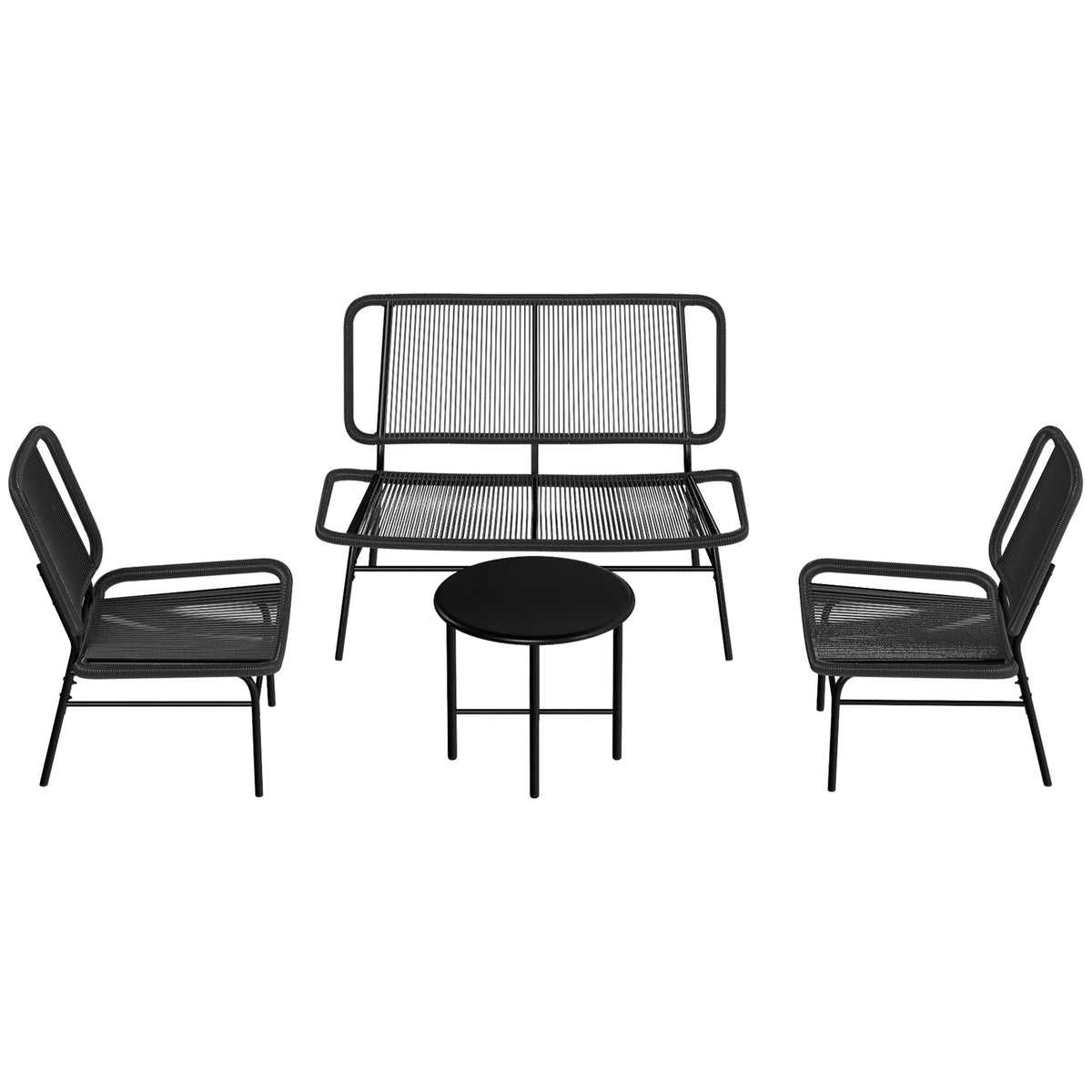 Conjunto De Jardín Outsunny Ratán Pe, Acero Negro 117x67x80 Cm_3