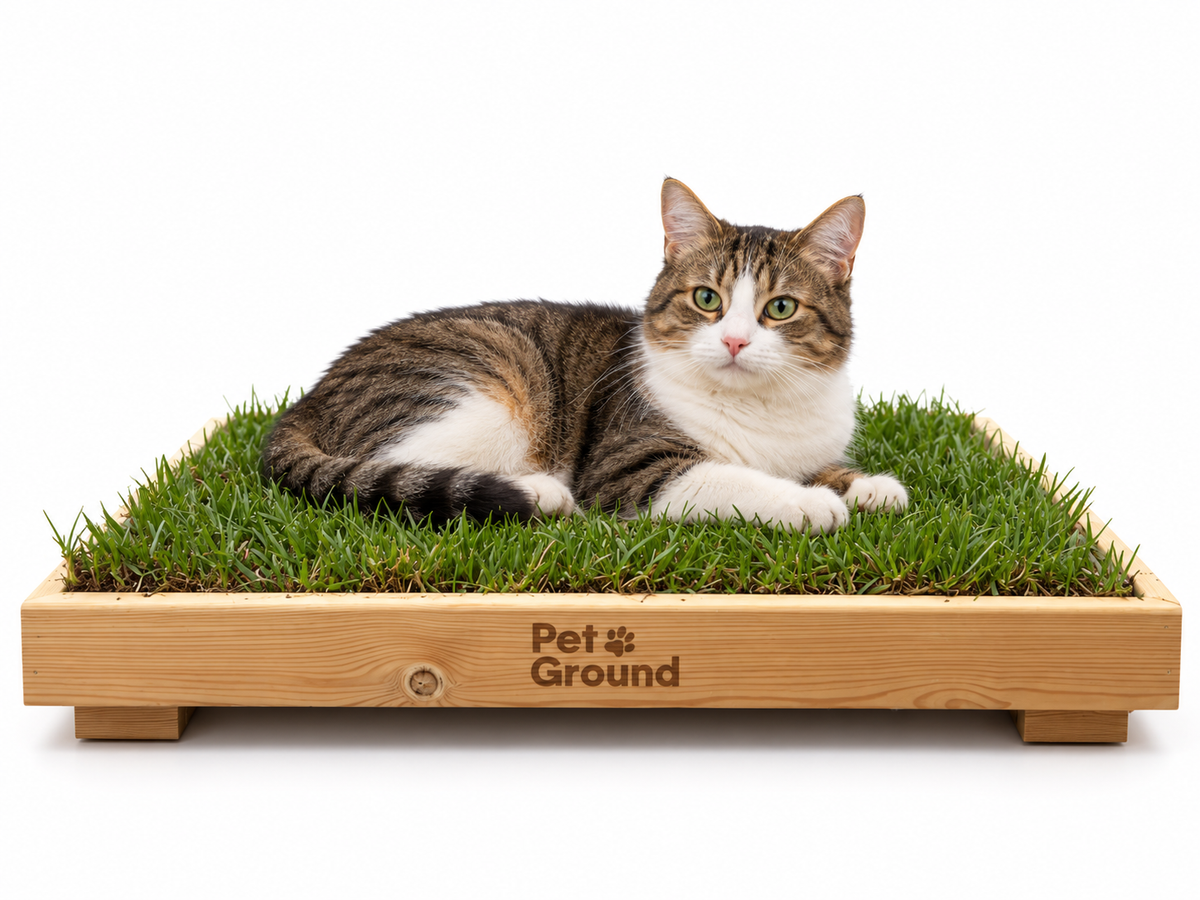 Petground, Cama Con Césped natural Para Gatos, Caja De Madera, Accesorio, Mueble S: 62 X 42 Cm_2