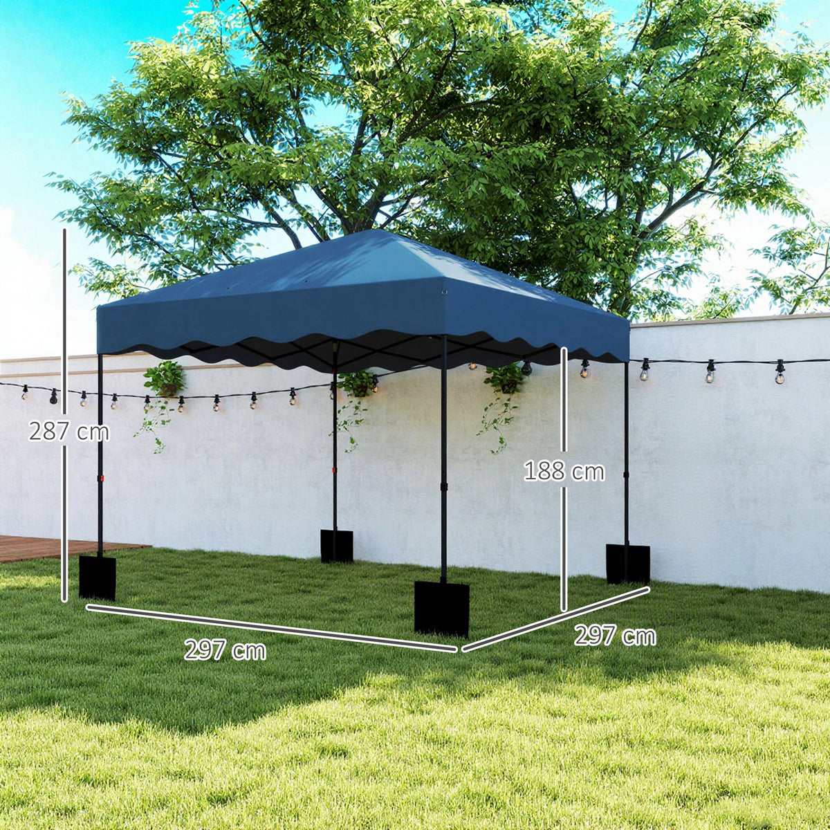 Carpa Plegable Outsunny Metal, Tela Oxford Azul 297x297x287 Cm_2