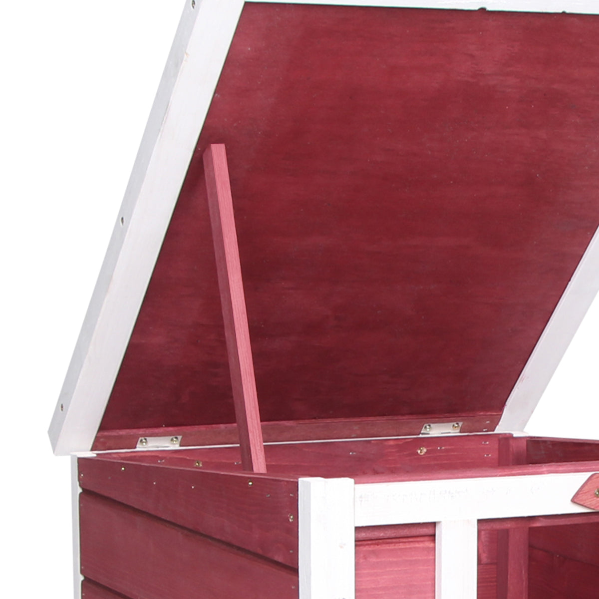 Conejera De Madera Exterior Techo Abatible Pawhut 42x51x43 Cm Rojo_4