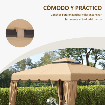Techo De Repuesto Outsunny Poliéster Caqui 300x300 Cm_5