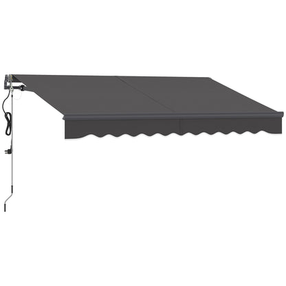 Toldo Eléctrico Retráctil Outsunny Aluminio, Poliéster Gris Oscuro 296x250x150 Cm_0