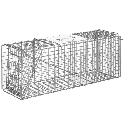 Trampa Para Animales Outsunny 81x26x34.5 Cm Plata_0