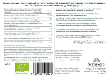 Guaraná En Polvo Bio - 100g | Superalimento Ecológico Vegano Para Batidos, Smoothies Y Zumos, Sin Azúcares Añadidos_1