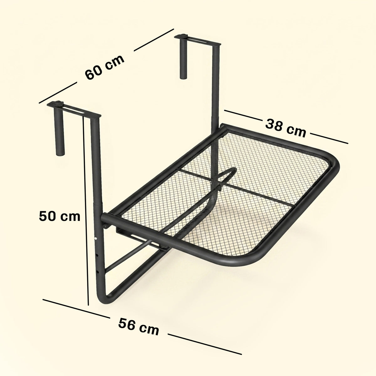 Mesa Colgante De Balcón Outsunny Negro 60x56,5x45 Cm_2