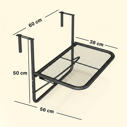 Mesa Colgante De Balcón Outsunny Negro 60x56,5x45 Cm_2