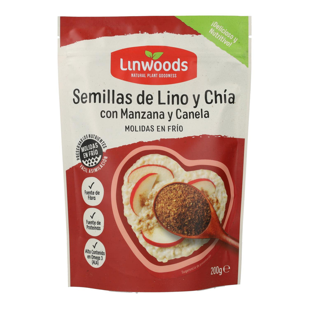 Semillas de lino y chía con manzana y canela molidas en frío Linwoods 200 g