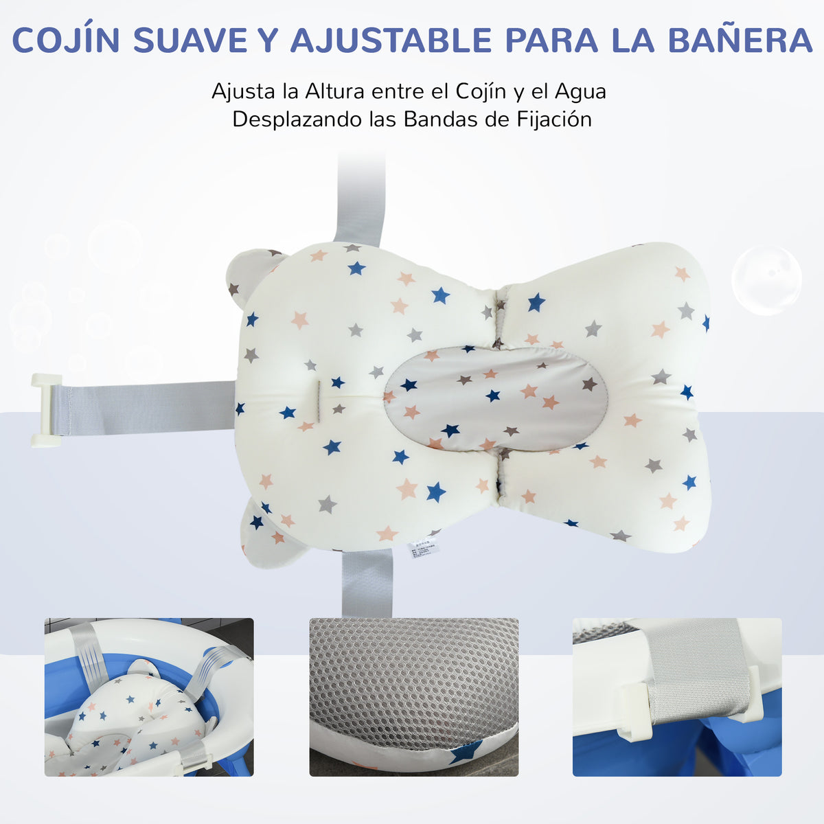 Bañera Para Bebé Plegable Homcom Pp, Tpe Azul 81.5x50.5x23.5 Cm_5