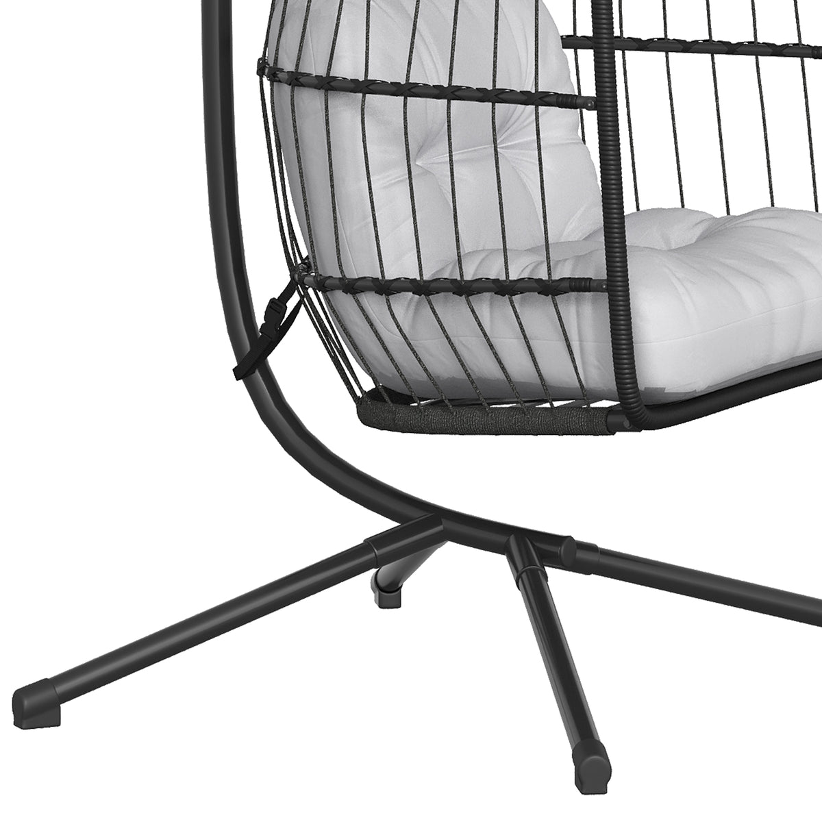 Silla Colgante Ratán Outsunny Metal, Ratán Pe Gris Claro 101x105x196 Cm_4