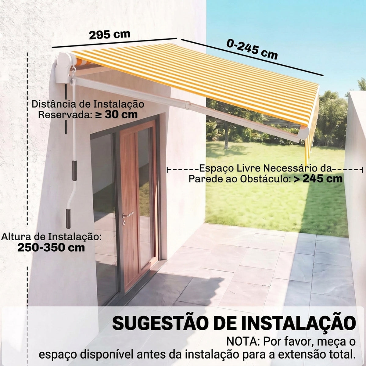 Toldo Manual Retráctil Outsunny Poliéster, Aluminio Naranja 295x245x151.5 Cm_2
