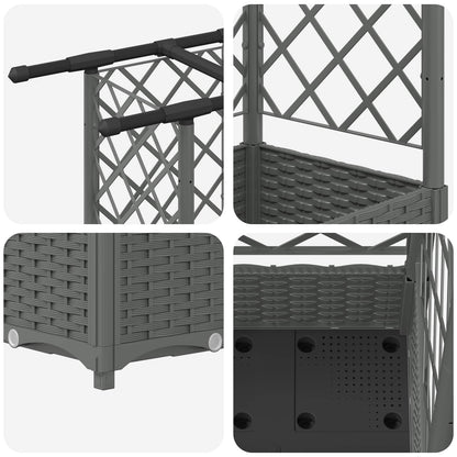 Cama Elevada Con Trellis Y Techo Gris Claro 124 X 40 X 121 Cm_5