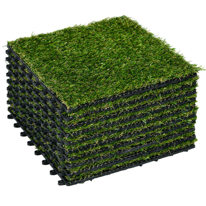 Césped Artificial Outsunny Pe, Pp Verde Oscuro 30x30x3 Cm_0