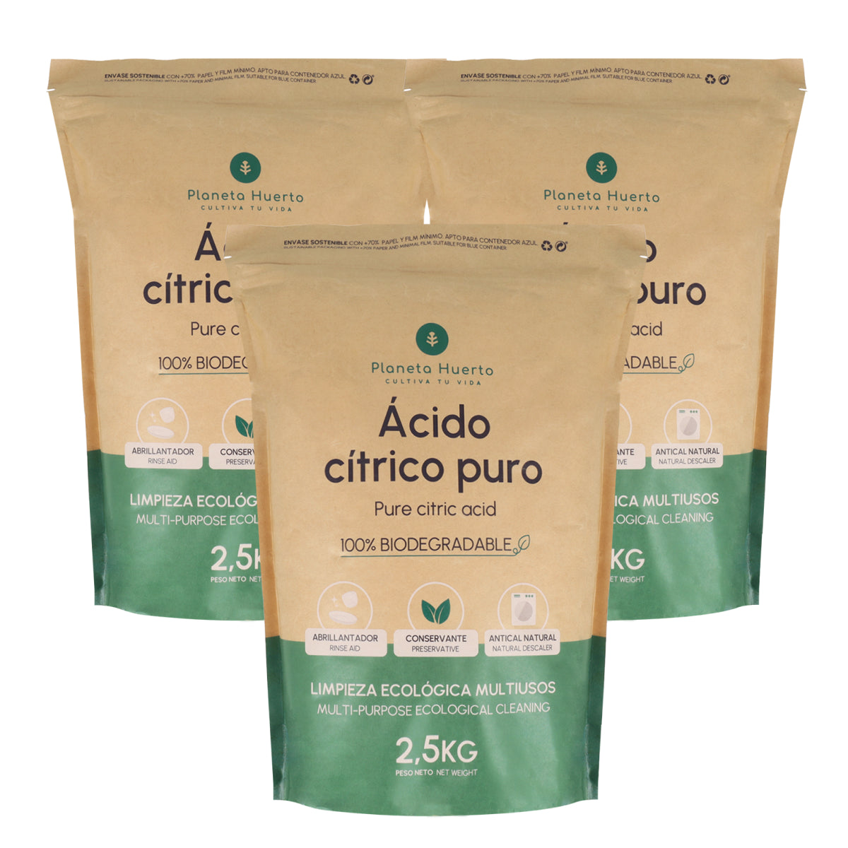 Pack 3xÁcido cítrico Planeta Huerto 2,5 Kg