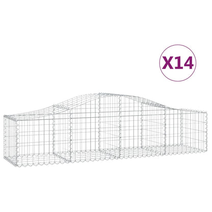 Cestas De Gaviones 14 Uds Forma De Arco Hierro 200x50x40/60 Cm_0