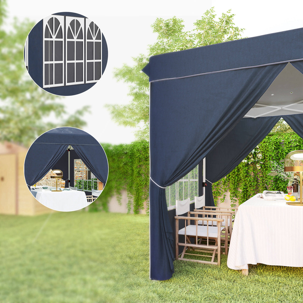 Carpa Plegable Outsunny Metal, Tela Oxford Azul 248x248x270 Cm_3