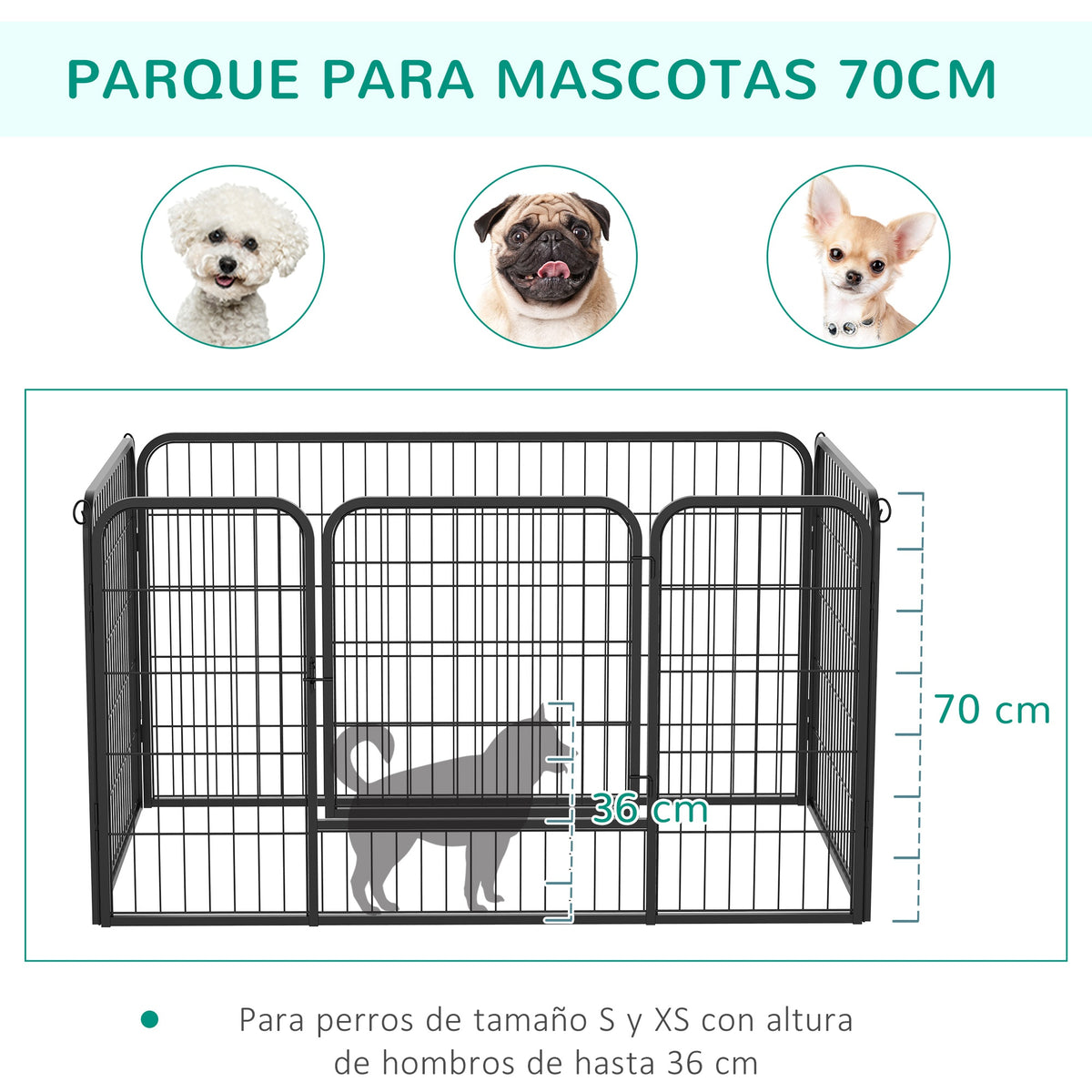 Pawhut Jaula Valla Corral 125x80x70 Cm Mascota Perro Gato Mascotas_4