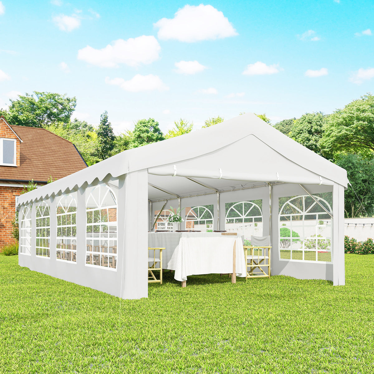 Carpa Para Fiesta Outsunny Acero Galvanizado, Tela De Pe Blanco 800x400x280 Cm_3