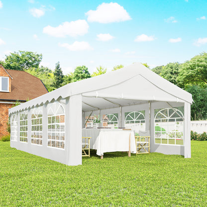 Carpa Para Fiesta Outsunny Acero Galvanizado, Tela De Pe Blanco 800x400x280 Cm_3