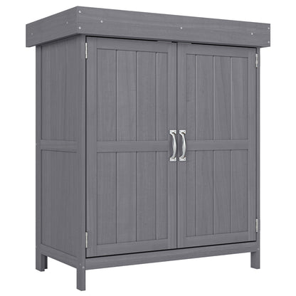 Armario De Jardín Outsunny Madera De Abeto Gris 74x43x88 Cm_0