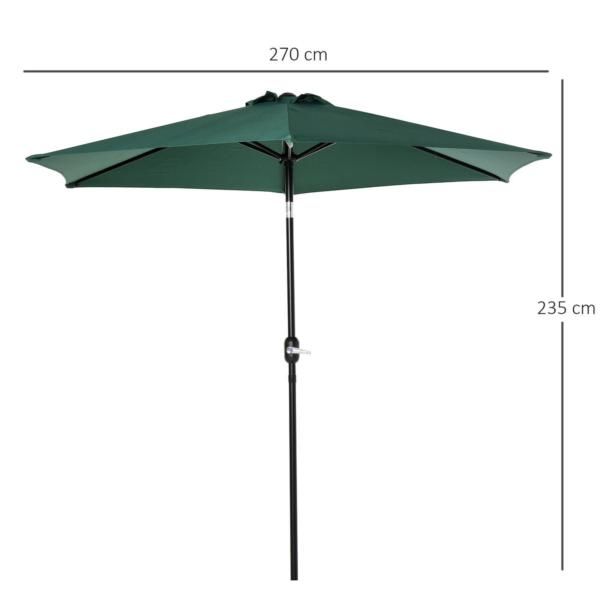 Sombrilla De Jardín Reclinable Con Manivela Outsunny Ø270x235cm Verde_2