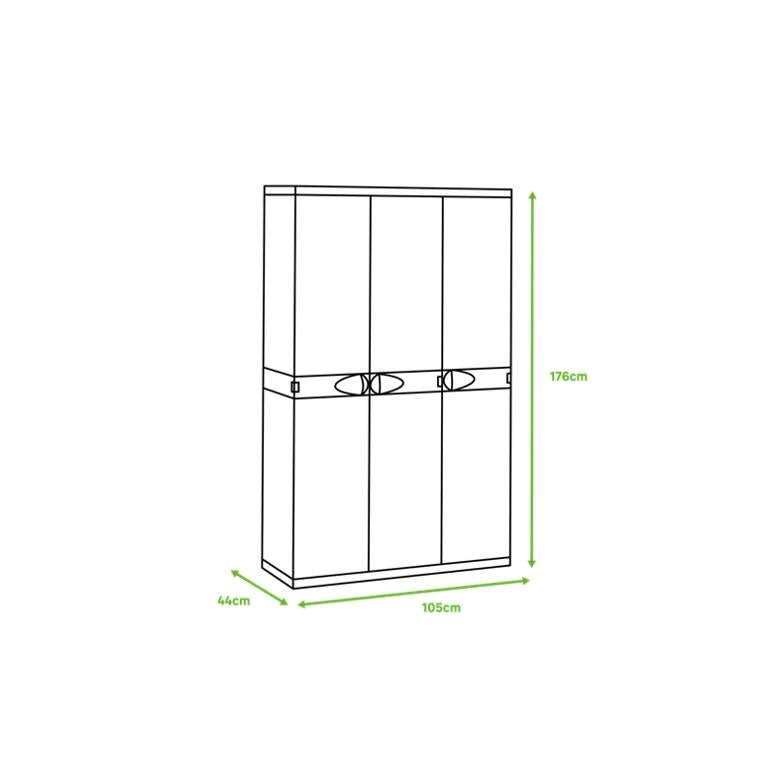 Armario de 3 Puertas con escobero 105 cm Titanium Plastiken Negro (Reacondicionado)