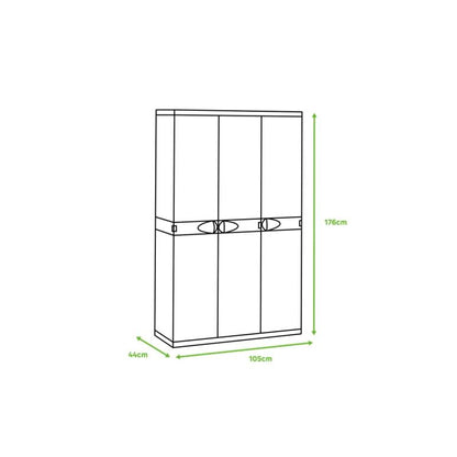 Armario de 3 Puertas con escobero 105 cm Titanium Plastiken Negro