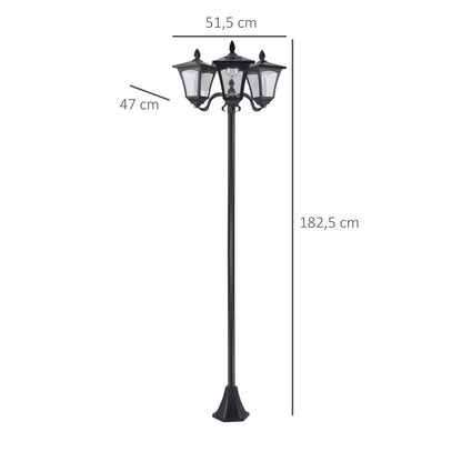 Farolas Solares Outsunny Plástico, Acero Inoxidable Negro 51.5x47x182.5 Cm_2