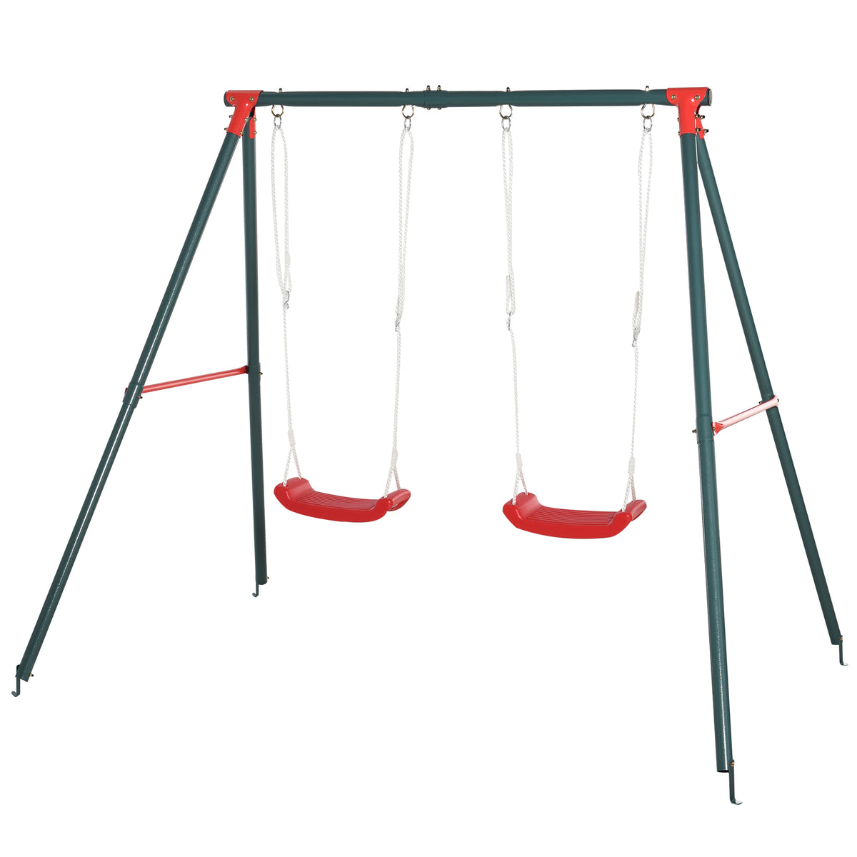 Columpio Doble Para Niños Outsunny Multicolor 220x160x180 Cm_0