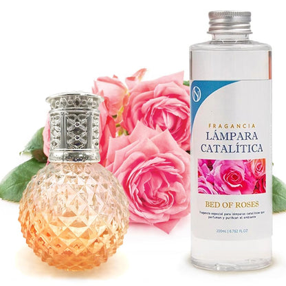 Lámpara Catalítica Orange Diamonds + Aroma Bed Of Roses 500 Ml - Elimina Malos Olores, Impurezas Y Perfuma_0