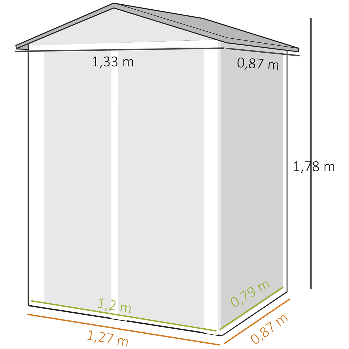 Outsunny Caseta De Jardín Exterior 1,1 M² 136x87x178 Cm Puertas Abatibles Verde_2