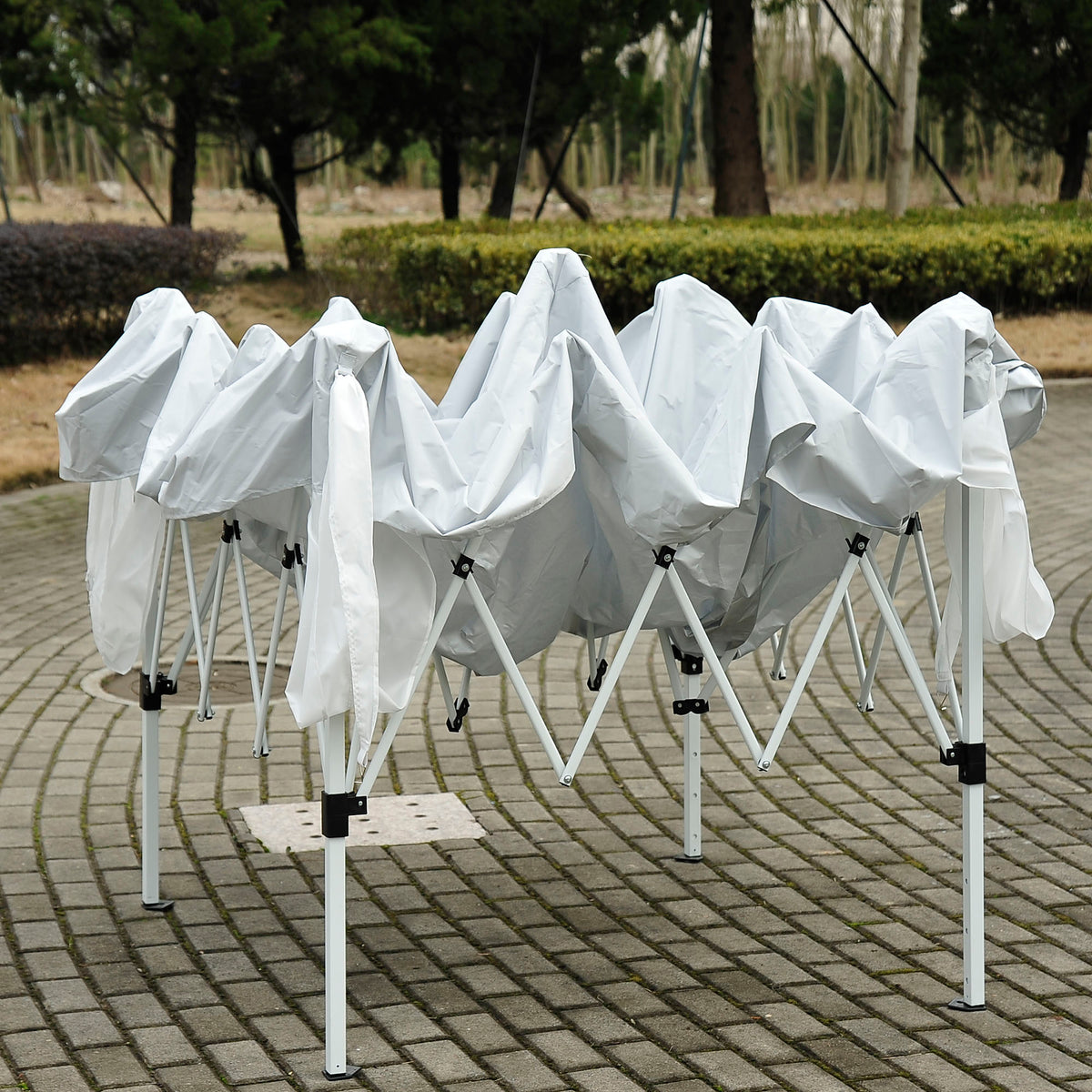 Carpa Plegable Outsunny Blanco 240x240x250cm Tela Oxford Acero_3