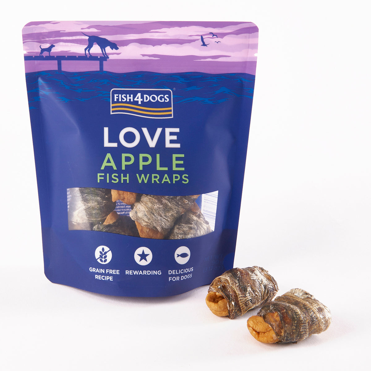 Fish4dogs Snack Natural Para Perros – Love Manzana Con Pescado 90 G (pack De 10)_0