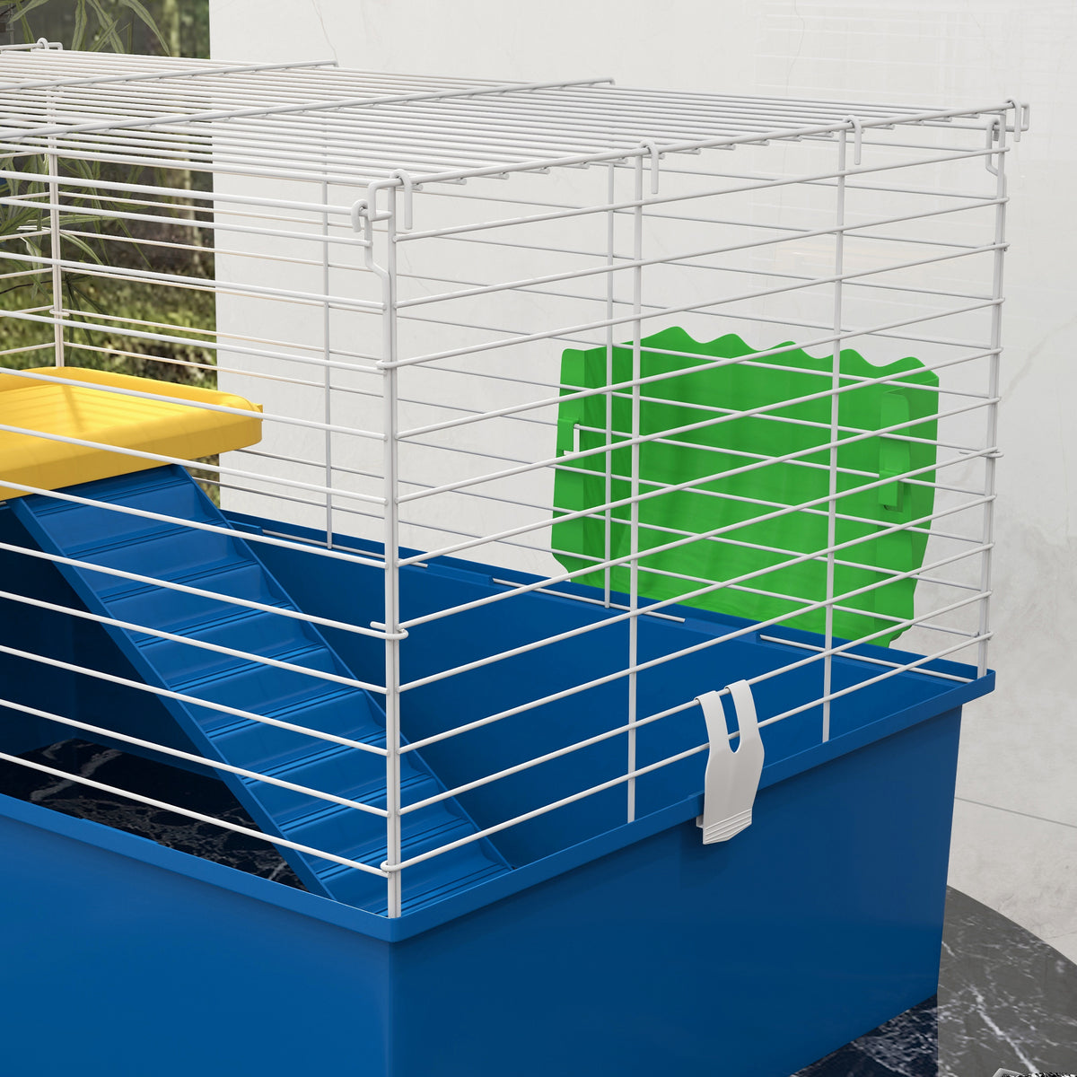 Jaula Animales Pequeños Pawhut Metal, Pp Azul Y Blanco 71x46x47 Cm D51-157v01bu_3