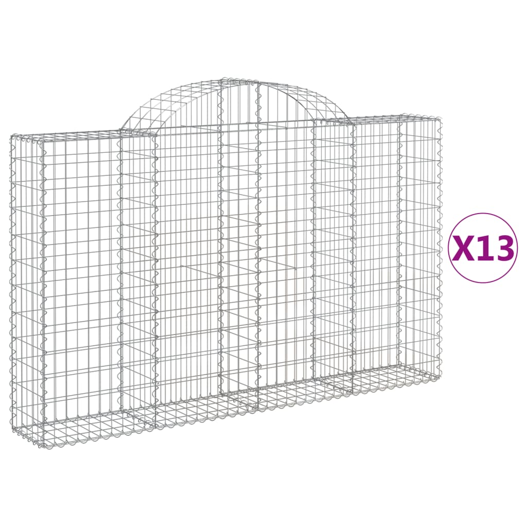 Cestas Gaviones 13 Uds Forma De Arco Hierro 200x30x120/140 Cm_0