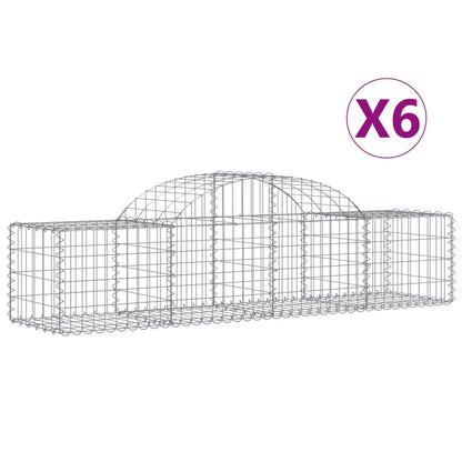 Cestas De Gaviones 6 Uds Forma De Arco Hierro 200x50x40/60 Cm_0