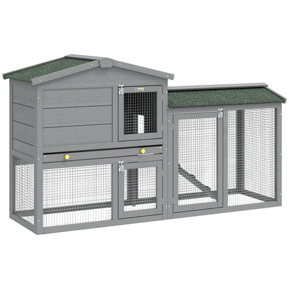 Conejera De Exterior Pawhut Madera De Abeto Gris 150x45x85 Cm_0