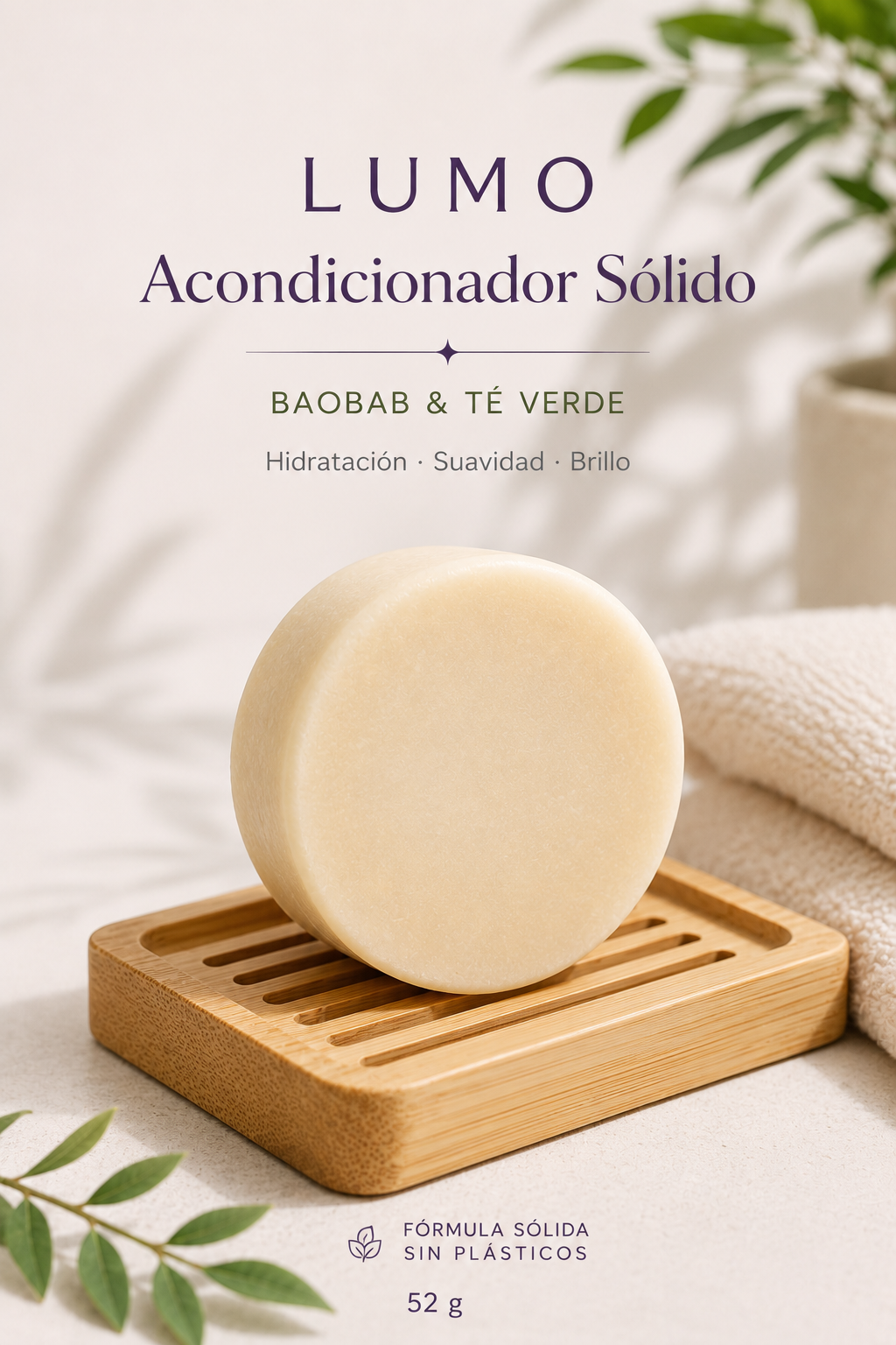 Acondicionador Sólido Baobab & Té Verde 80 G – Natural, Vegano, Sin Sulfatos, Zero Waste – Lumocosmetics_5