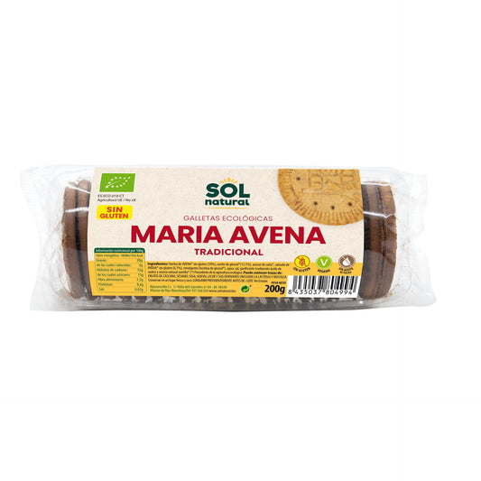 Galletas María de avena sin gluten bio Sol Natural 200 g