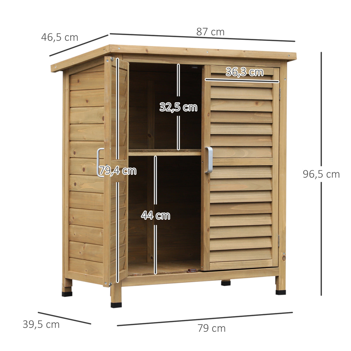 Cobertizo De Almacenamiento De Madera Outsunny 87x46,5x96,5cm Natural_2