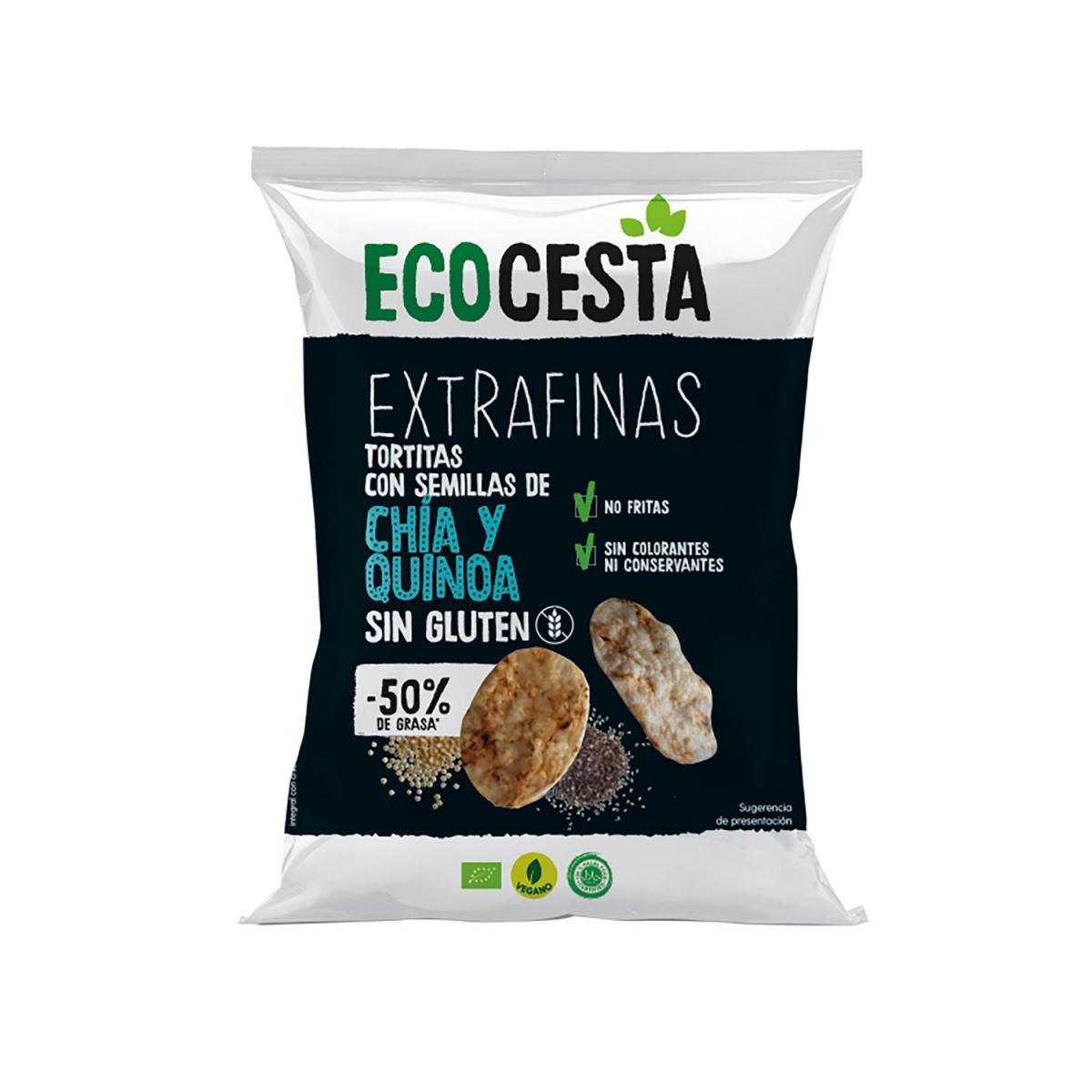 Tortitas Extrafinas de Arroz Integral con Chia y Quinoa Sin Gluten Ecocesta BIO 60 G