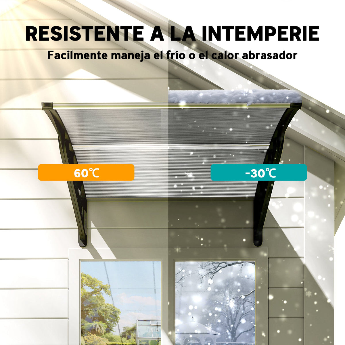 Marquesina Exterior Outsunny Policarbonato, Aluminio Transparente 103x96.5x27 Cm_5