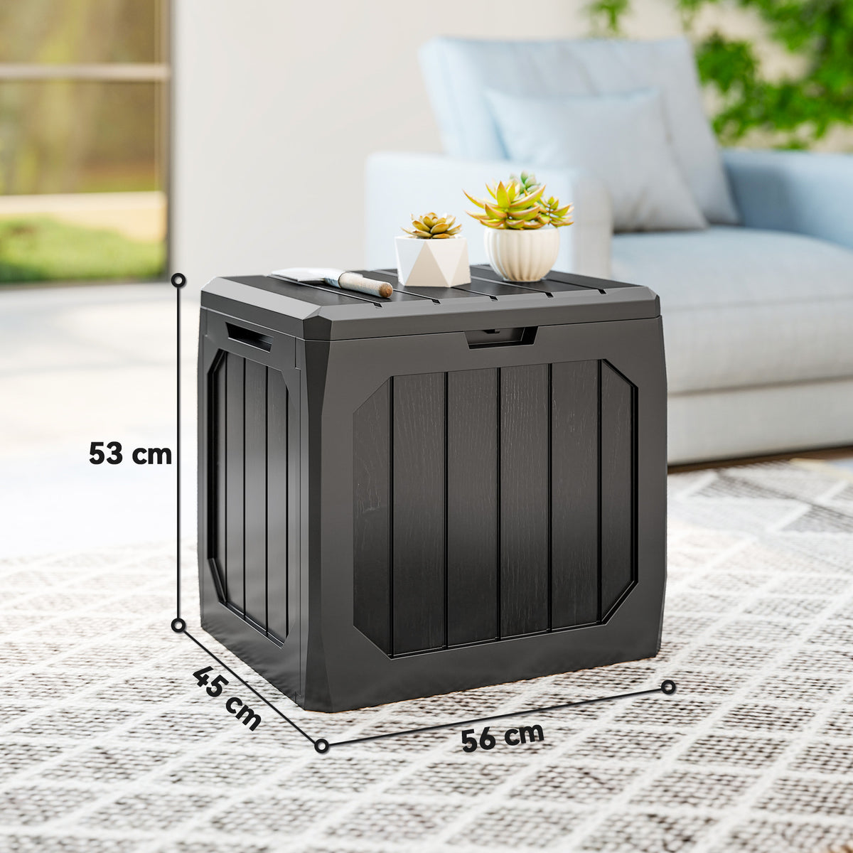 Baúl De Exterior Outsunny Pp Negro 56x45x53 Cm_2