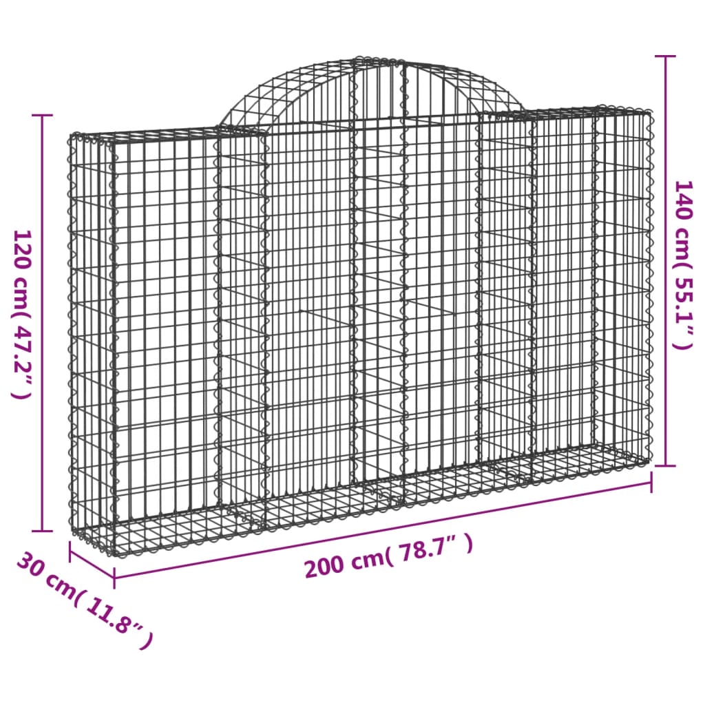 Cestas De Gaviones 25 Uds Forma De Arco Hierro 200x30x120/140cm_5